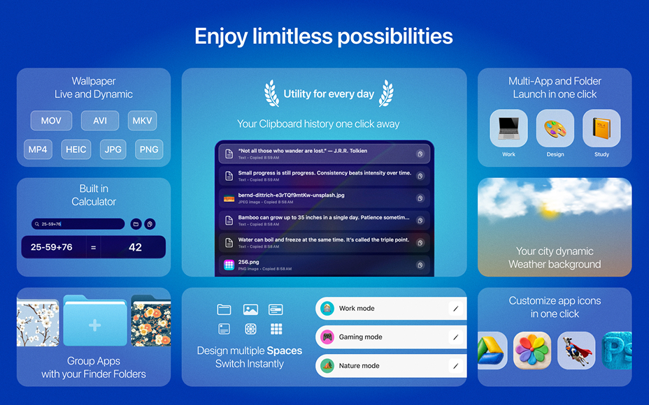 LaunchMe update 1.111 — next-gen workspace manager for Mac
