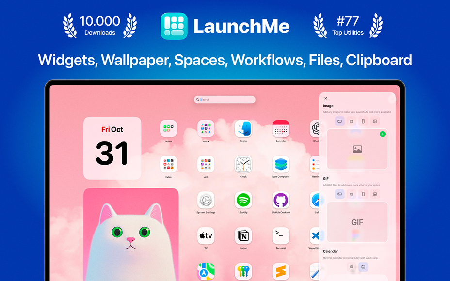 LaunchMe customization options overview