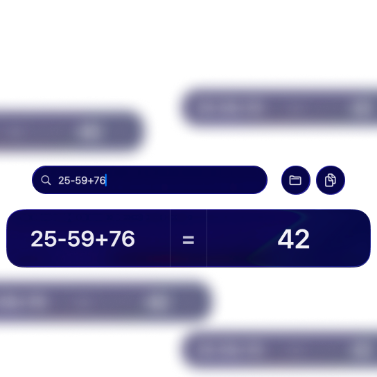 Calculator with search field preview