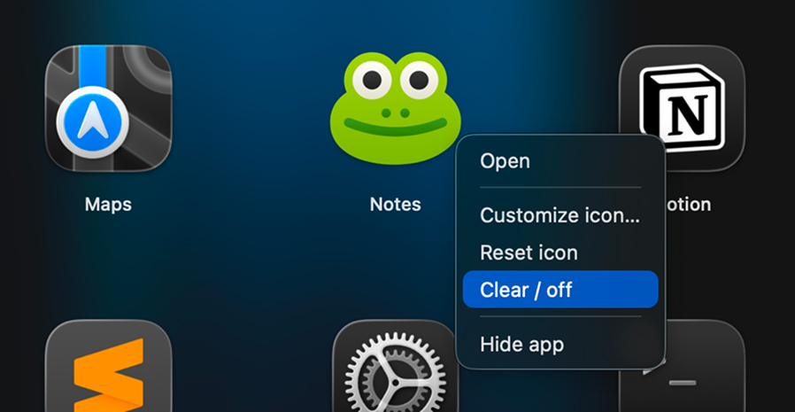 Customize icon menu options