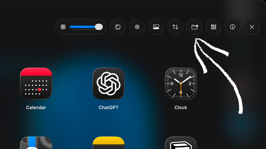 Create folder button in LaunchMe