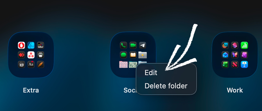 Editing or deleting folders in LaunchMe
