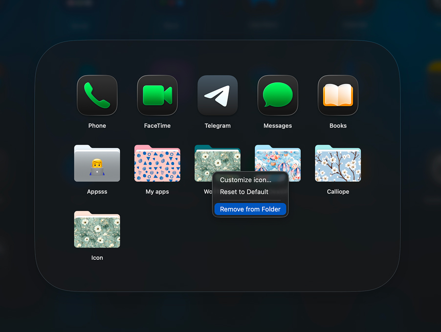 Removing items from a LaunchMe folder