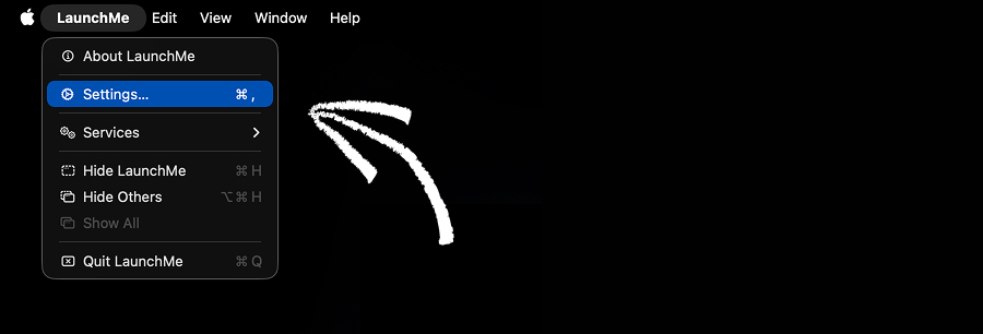 LaunchMe First Launch - Settings Configuration