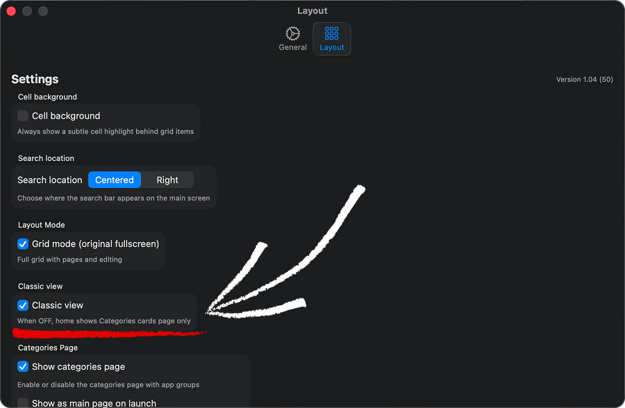 LaunchMe First Launch - Classic View Setup
