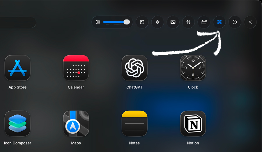 LaunchMe edit mode controls