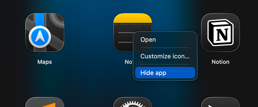 Hiding apps in LaunchMe