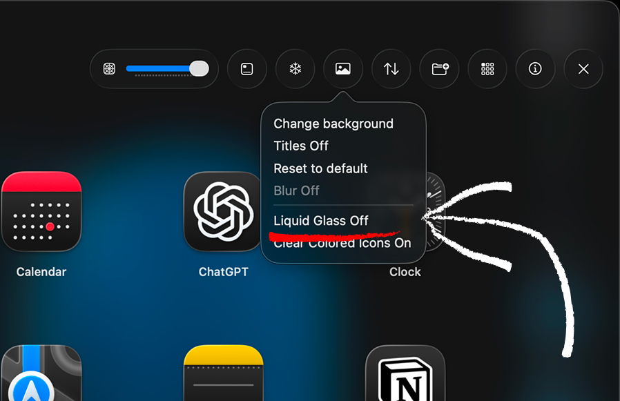 Liquid Glass and Flat theme toggle