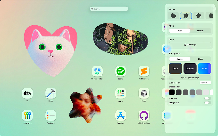 Shape photo widget options