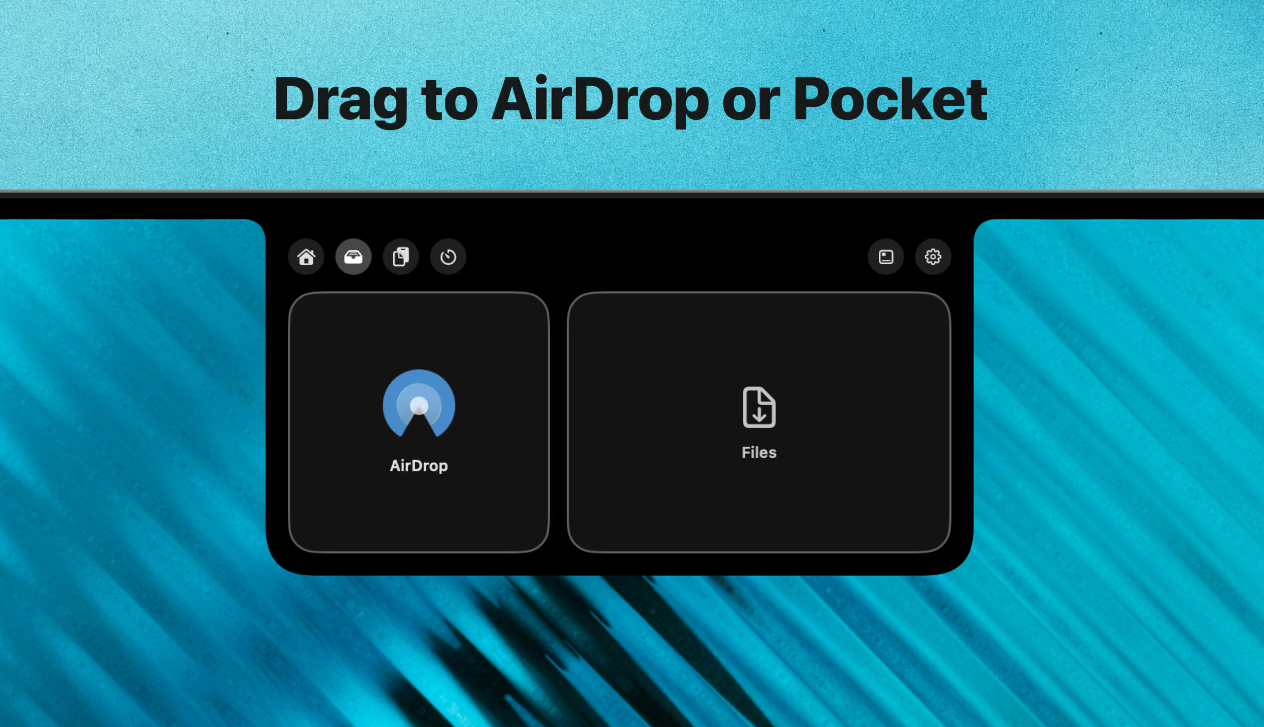LaunchMe Notch AirDrop and Pocket for dragging files into the MacBook notch
