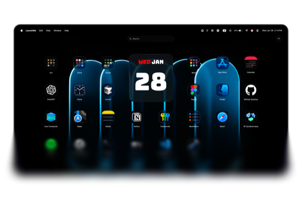 LaunchMe app screenshot - dark theme
