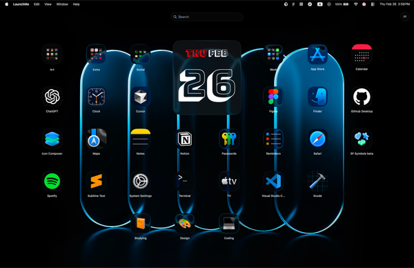 LaunchMe full screenshot - dark